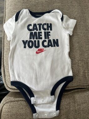 Nike White, Navy & Red "Catch Me If You Can" Baby Bodysuit